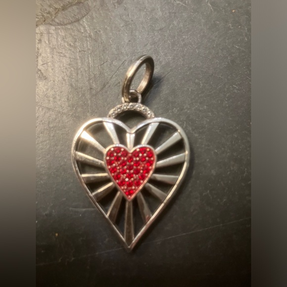 Brighton Heart ❤️ Charm with Red Stones Approximately 3/4 inch across - Picture 1 of 1